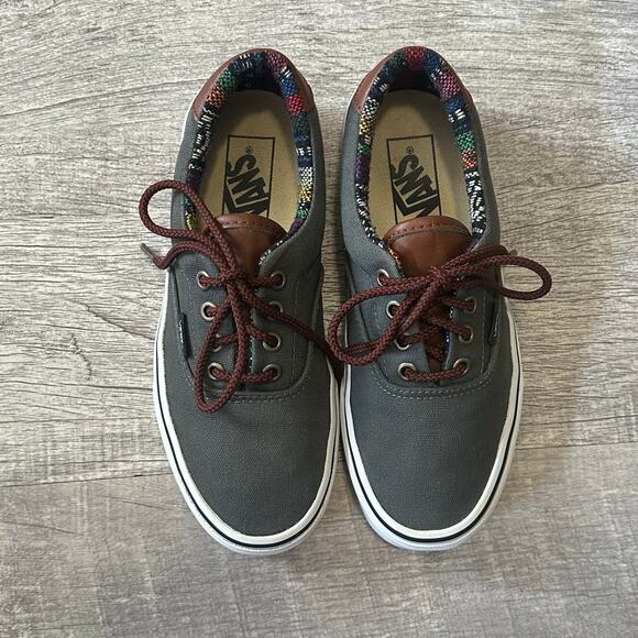 VANS Era 59 Charcoal Grey Skate Shoe Mens 5 / W 6.5 Aztec Print Leather Accent - Picture 3 of 11